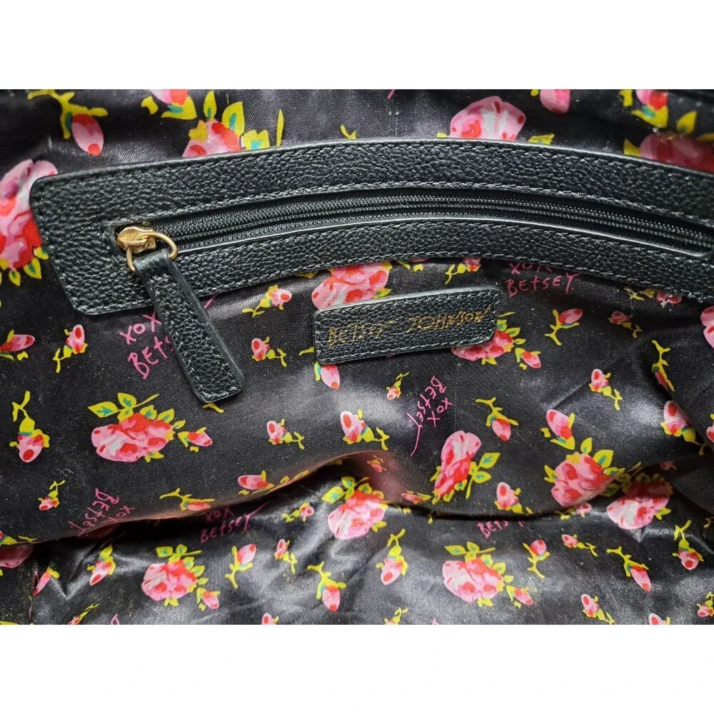 Betsey Johnson Quilted Satchel Black Bag - Picture 11 of 15